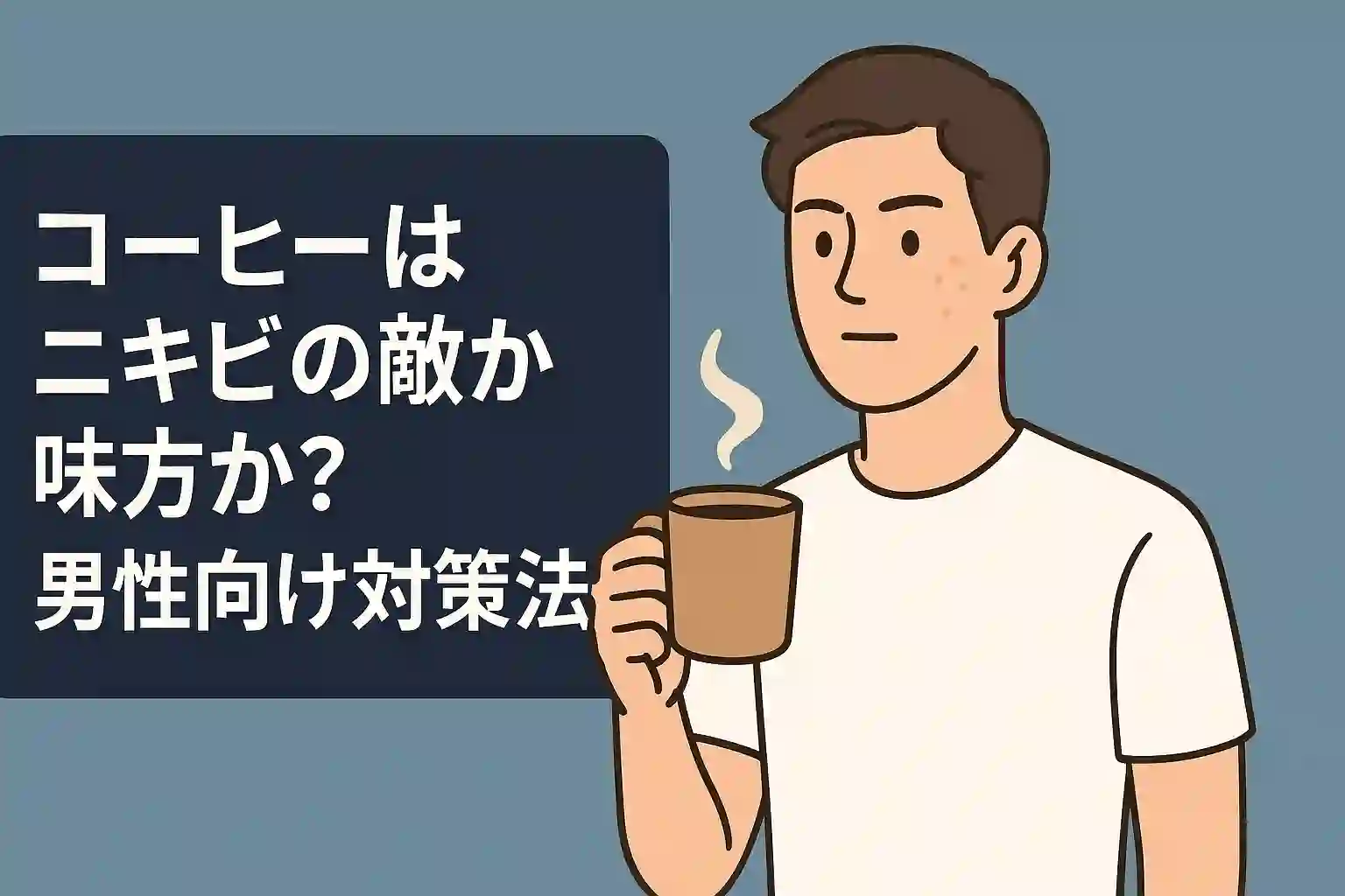 「コーヒーはニキビの敵か味方か？男性向け対策法」のアイキャッチ画像