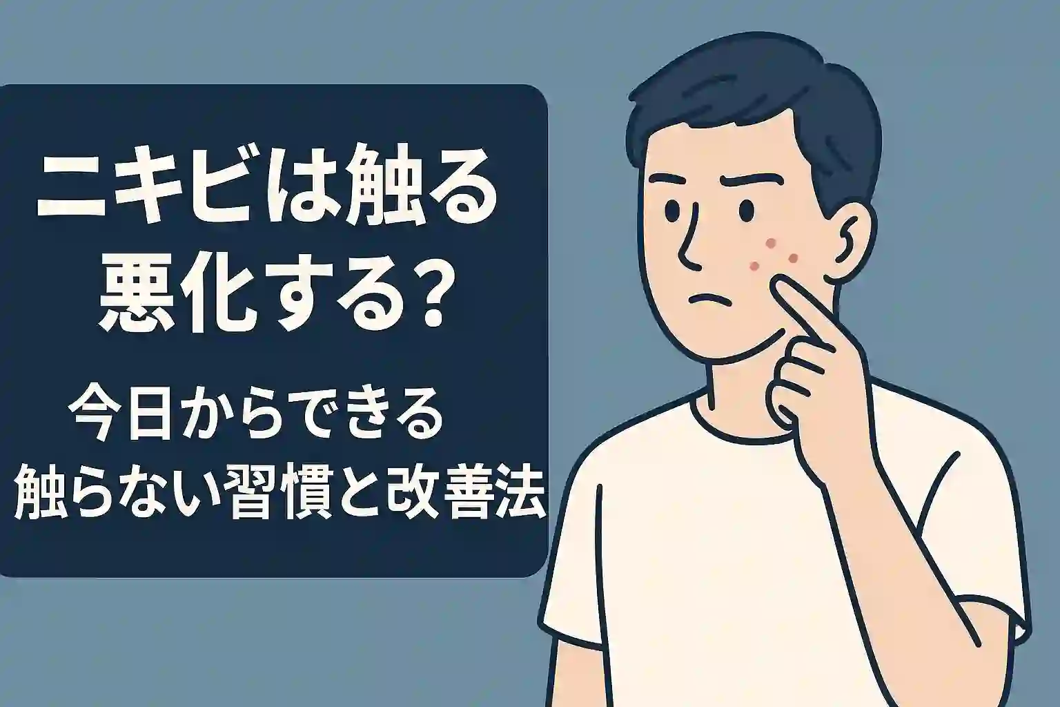 「ニキビは触ると悪化する？今日からできる触らない習慣と改善法」のアイキャッチ画像