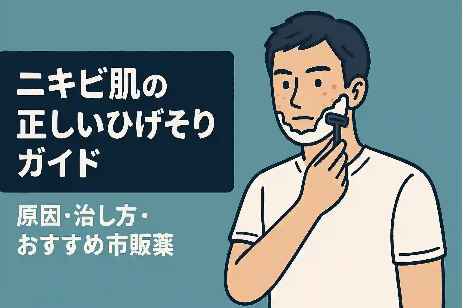「ニキビ肌の正しいひげそり完全ガイド｜原因・治し方・おすすめ市販薬」のアイキャッチ画像