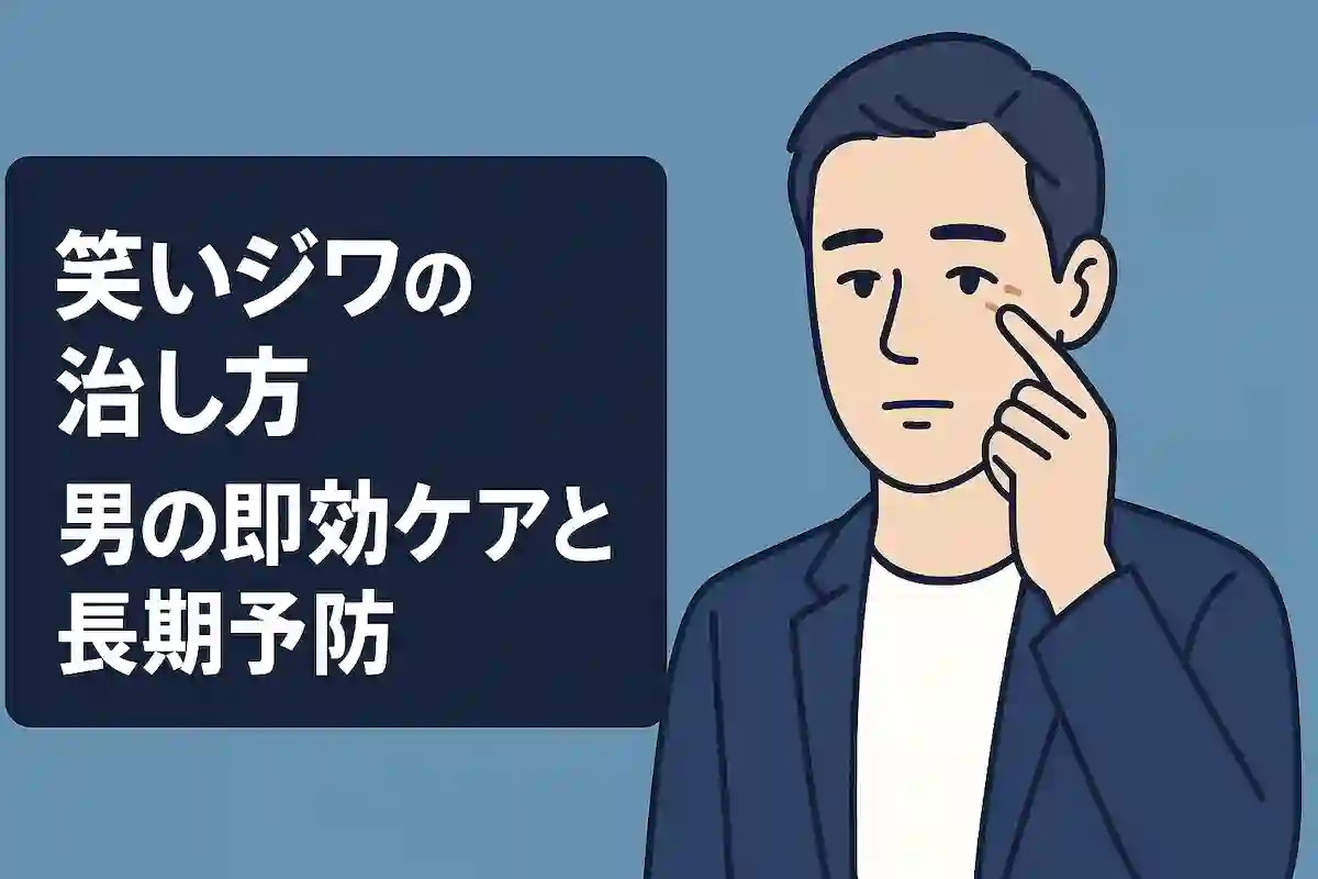 「笑いジワの治し方|男の即効ケアと長期予防を図解・事例で理解」のアイキャッチ画像
